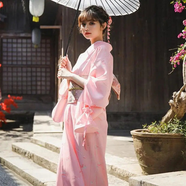 Kimono Japonais Femme Rose &