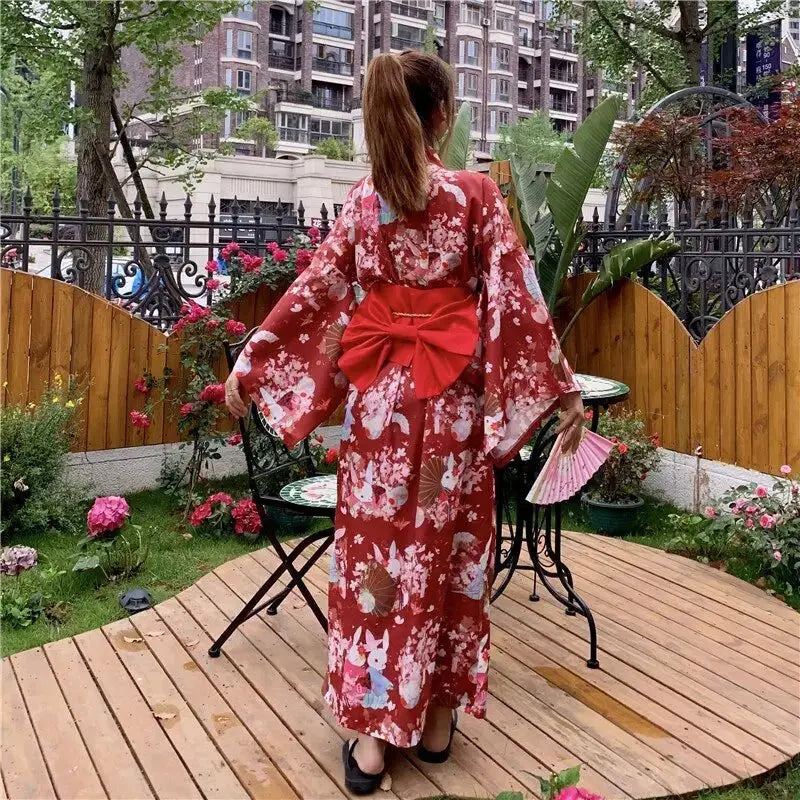 Kimono Japonais Femme Rouge 'Madoka'
