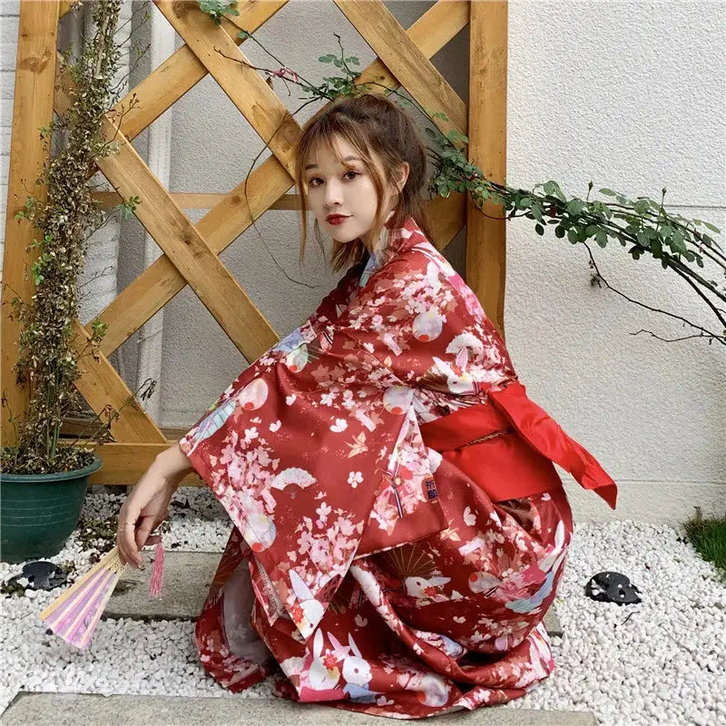 Kimono Japonais Femme Rouge 'Madoka'