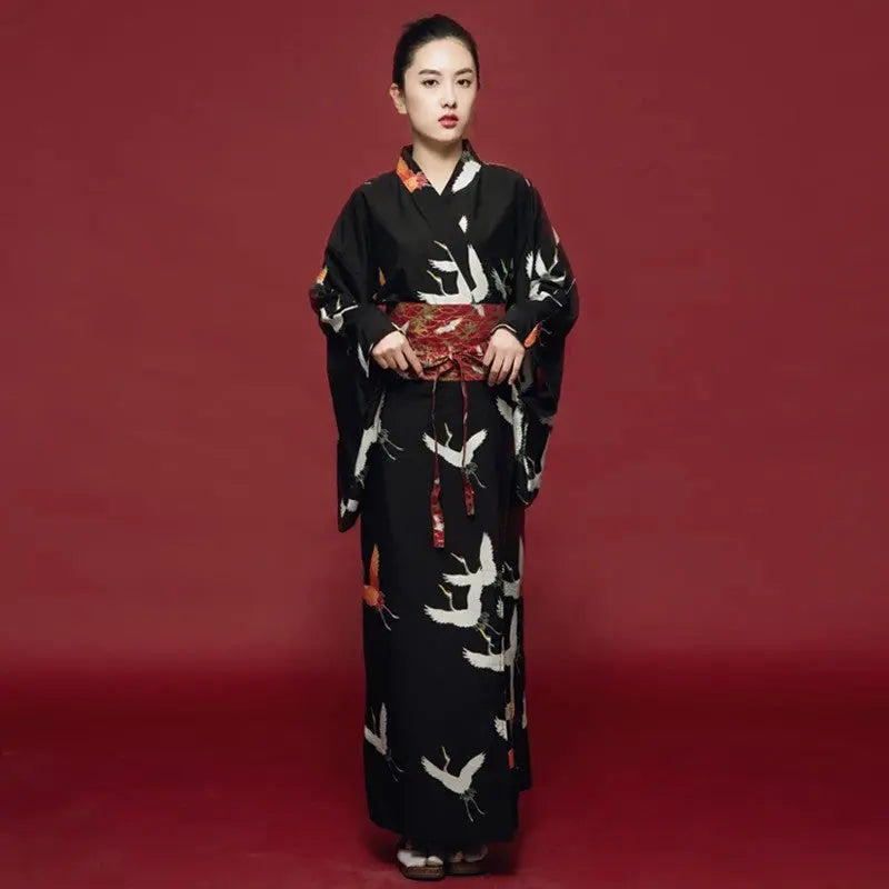 Kimono Japonais Noir Femme 'Hanaé'