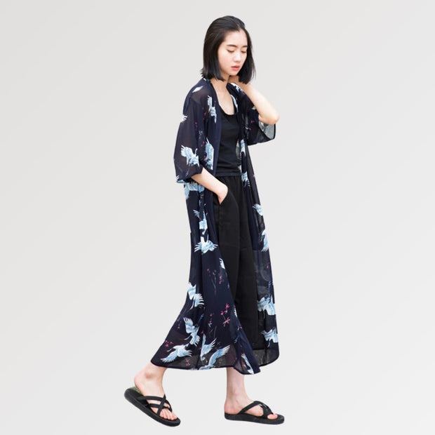 Kimono Long Transparent Femme &