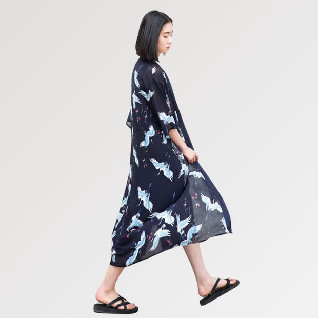 Kimono Long Transparent Femme &