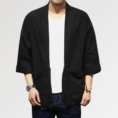 Le Kimono Noir pour Homme sous forme de veste