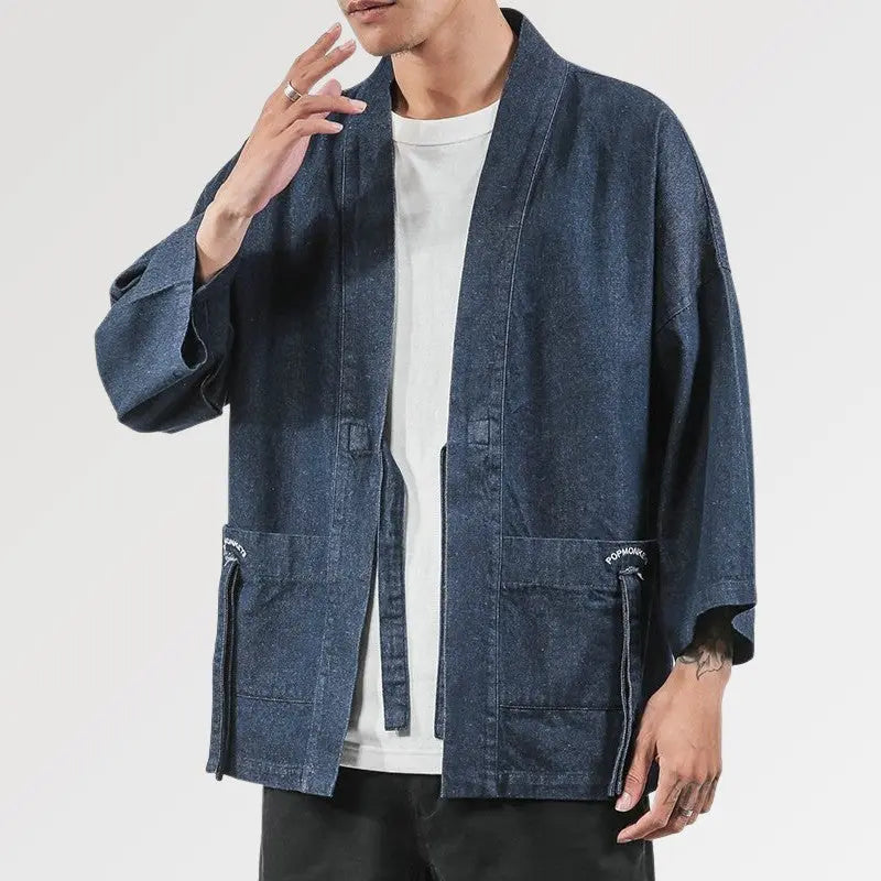 La veste de kimono streetwear en Jean pour homme