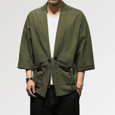 Le Kimono Vert pour Homme en tissu épais et doux