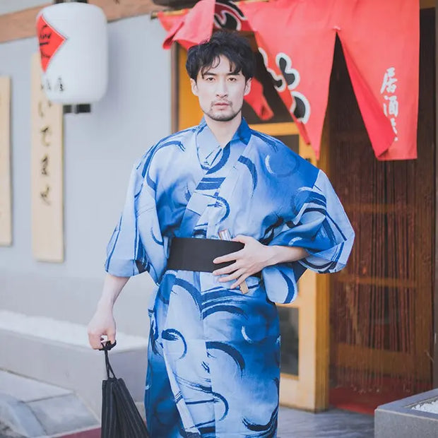 Kimono pour Homme au motif faisant référence à la calligraphie japonaise