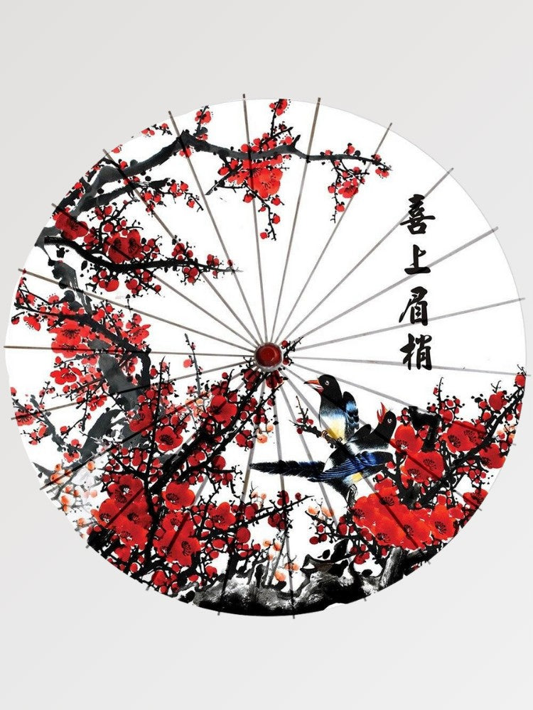 Ombrelle japonaise wagasa — motif écriture kanji et prunier — Japanstreet