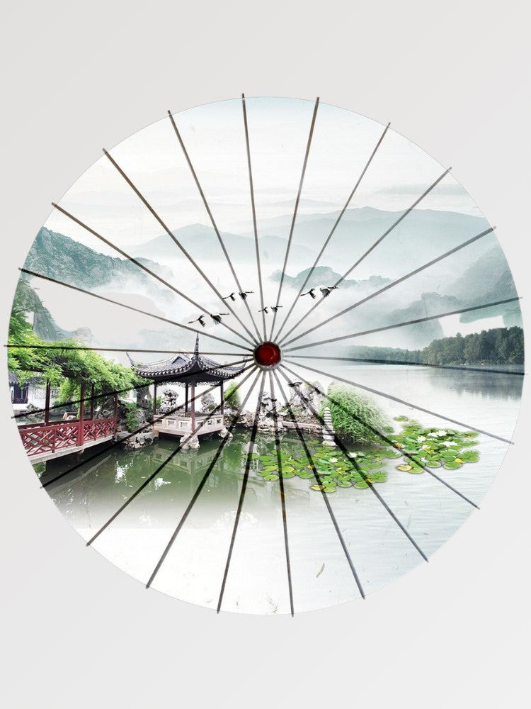 Ombrelle japonaise wagasa Takenaki — paysage rivière sumi-e — Japanstreet