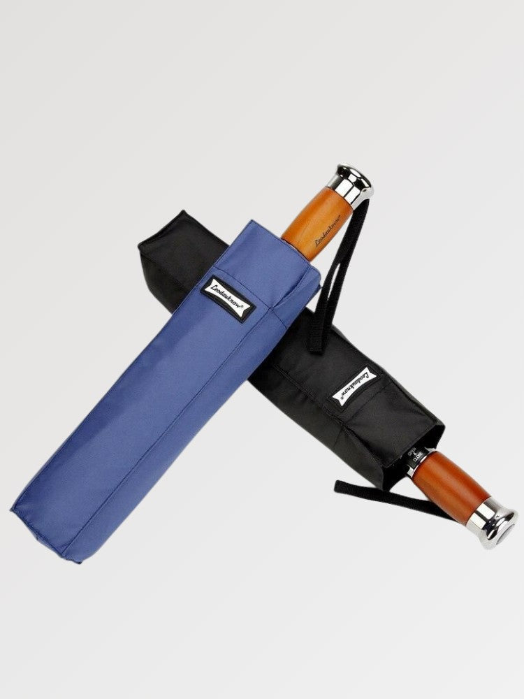 Parapluie japonais pliant compact anti-UV — coloris bleu marine plié avec étui — Japanstreet
