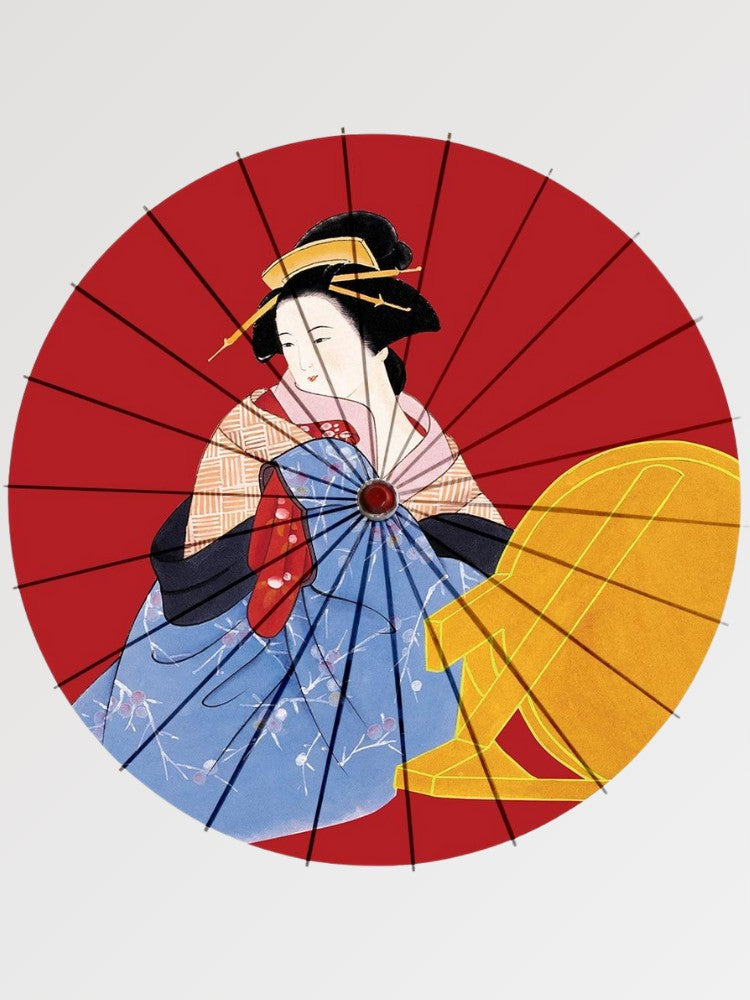 Ombrelle japonaise Okemi — geisha en kimono rouge — Japanstreet