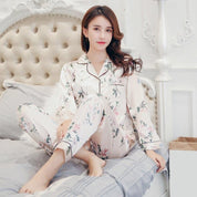 pyjama japonais en soie femme beige