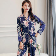pyjama japonais femme en soie bleu