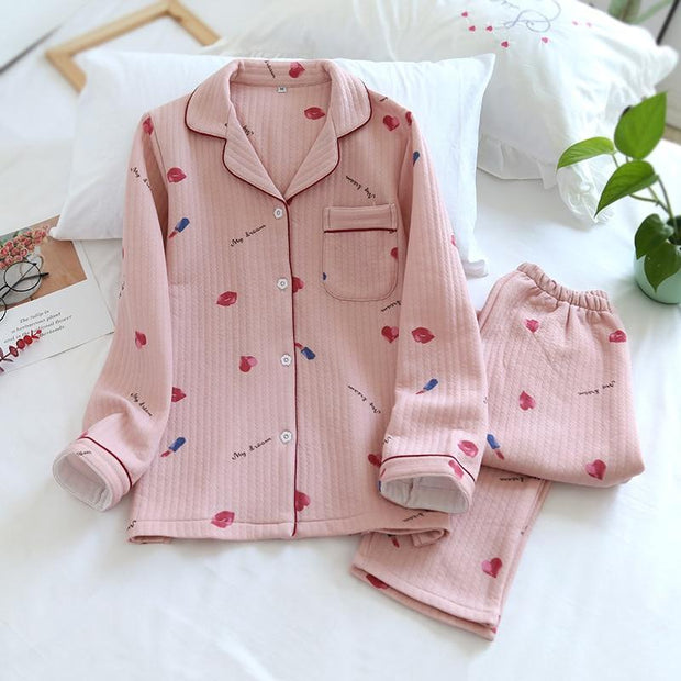 Pyjama japonais pour femme en coton épais