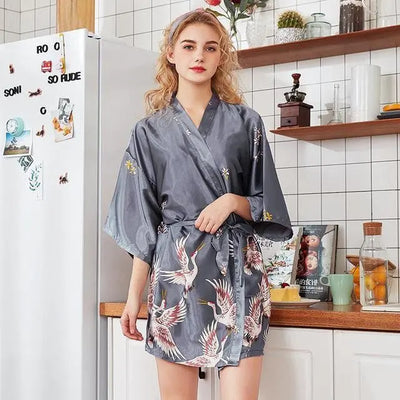 Élégant ensemble de pyjama japonais kimono gris