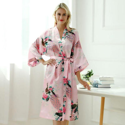 Long pyjama japonais type kimono couleur rose