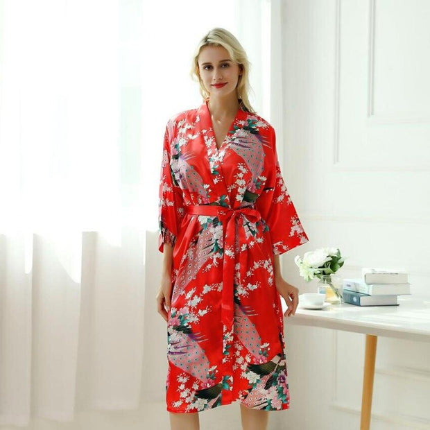 Long Pyjama Japonais Kimono Rouge