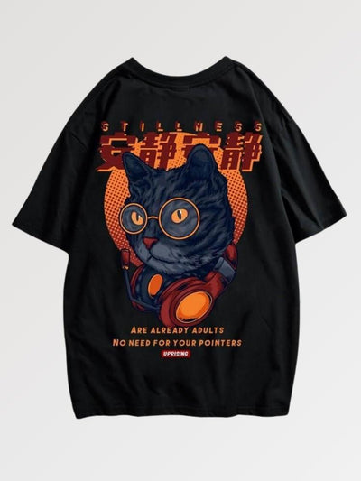 T-shirt japonais d'un chat écolier dans un style kawaii