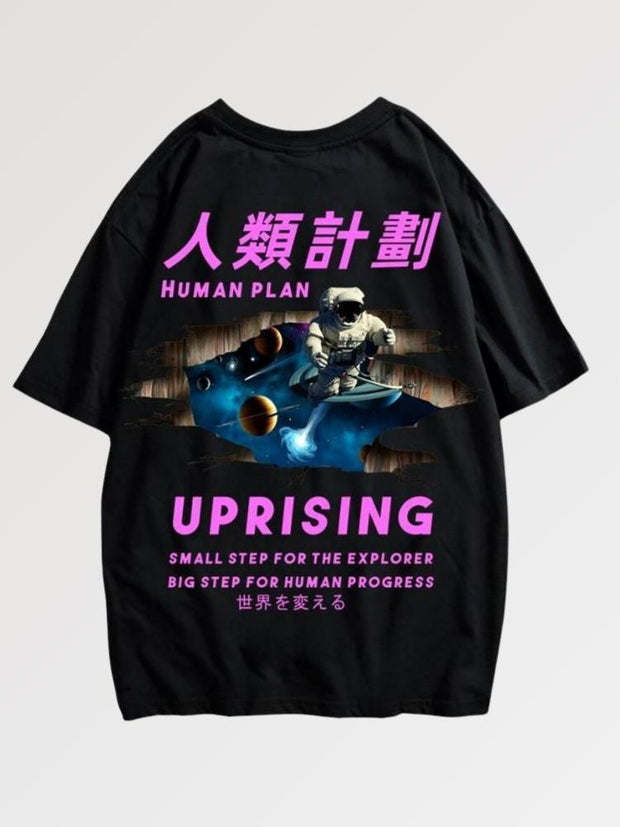 T-shirt de la marque japonaise Uprising et ses caractères japonais sur le dos