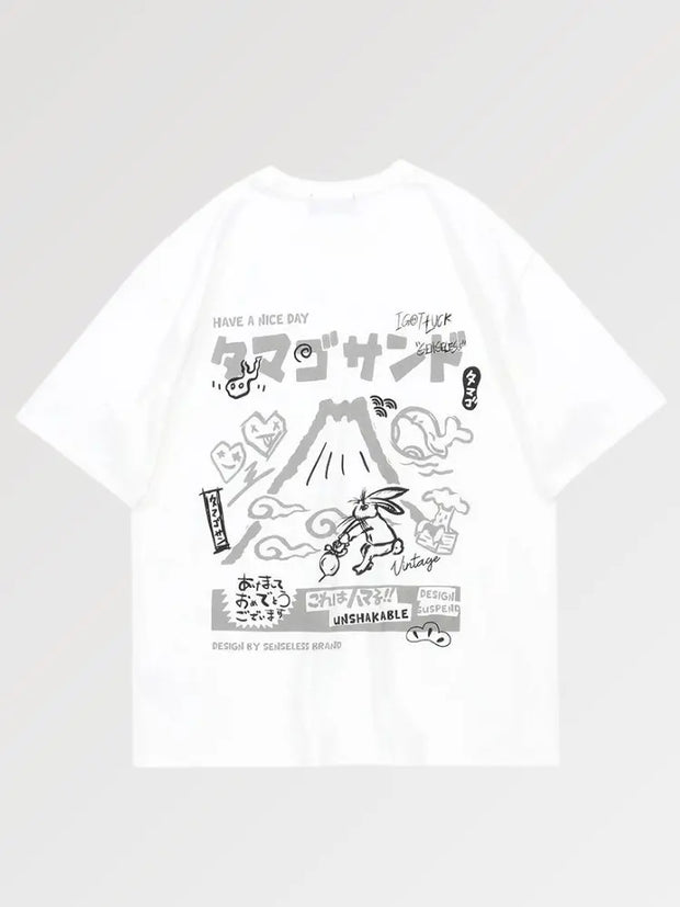 T-Shirt Motif Japonais blanc