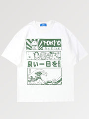 T-shirt oversize au design japonais orné de symboles emblématiques