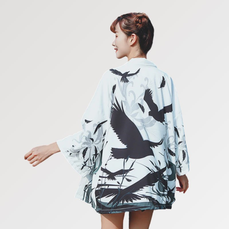 veste kimono femme blanc