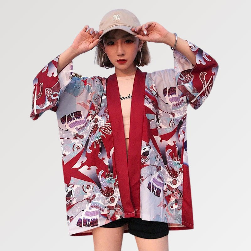 Veste Kimono Femme Rouge 'Nobuko'