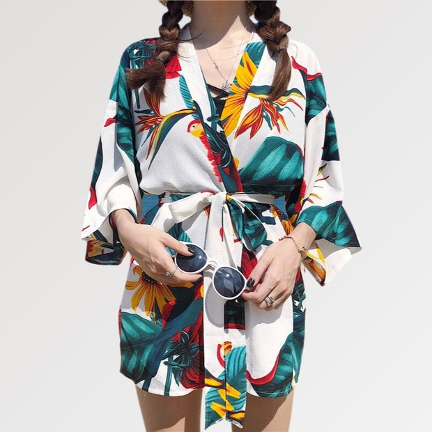 Veste Kimono Fleuri Femme &
