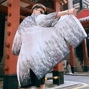 Veste de Kimono Longue à l'imprimé japonais sobre et moderne