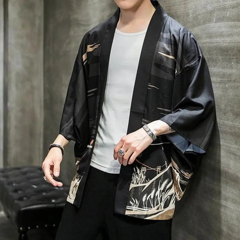 Veste Kimono Motif Torii 'Hikaru'