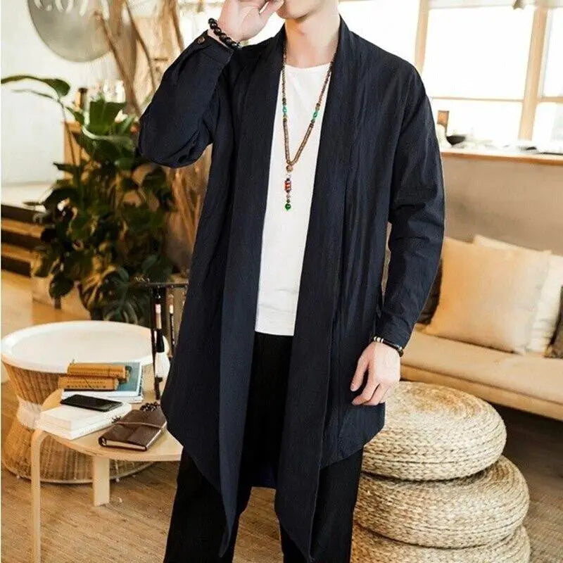 Veste Longue au Style Kimono pour Homme de couleur unie