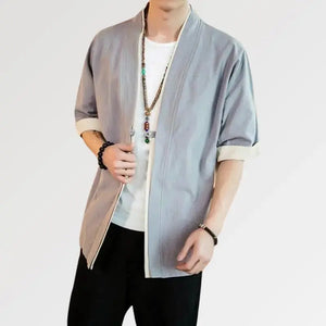 Veste Style Japonais Homme 'Gris Hideki'