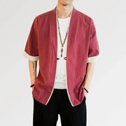 Veste Style Kimono Homme 'Rouge Hideki'
