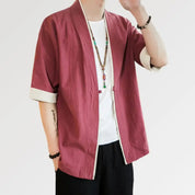 Veste Style Kimono Homme 'Rouge Hideki'