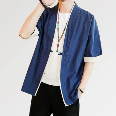 Veste de Kimono Homme 'Bleu Hideki'