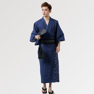 Yukata pour Homme et son coton tressé au motif brodée façon traditionnelle